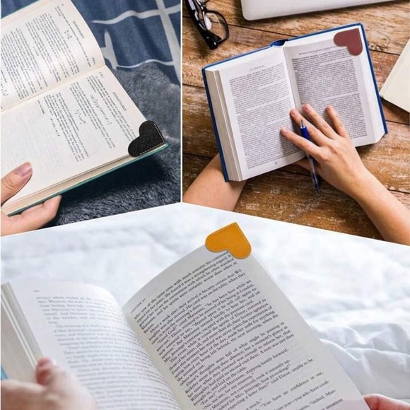 Heart-Shaped Leather Bookmark Set of 2 - Various Colors - Picture 2 of 12